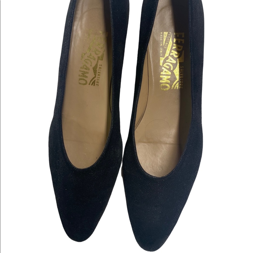 Reserved. Vintage Ferragamo leather flare pumps 8.5